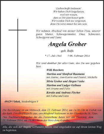 Anzeige von Angela Groher von OM-Medien